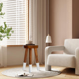 JOLLYMER Teak 9” Round Plant Stand |Wood Counter Stool |Dip Dyed Wood Plant Stand, Riser |Wood Accent Stool ||Accent Table |Side Table | (16" Tall(1 Pack)) JOLLYMER