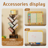 7 Tier Tree Book shelf, Small Bookcase with Reading Planner and Activity Panel, Modern Floor Standing Corner Tall Narrow Storage Cabinet Bookshelves for Home Office Bedroom Living Room (Rustic Brown) FredCache