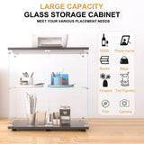 AUCARE Display Cabinet with Glass Doors, Glass Display Cabinet with Lock, 2-Tier Curio Cabinet&Bookcase for Collectibles, Toys, Books, Glass Storage Cabinet, 32" W x 34" H x 14" D AUCARE