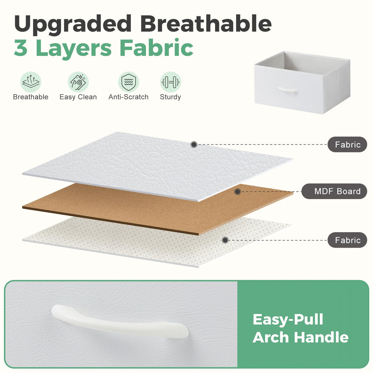 DUMOS Dresser for Bedroom with 7 Drawers, Storage Organizer Units Furniture, Chest Tower TV Stand with Fabric Bins, Metal Frame, Wooden Top for Nursery, Living Room, Kidsroom, Closet, White DUMOS