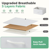 DUMOS Dresser for Bedroom with 7 Drawers, Storage Organizer Units Furniture, Chest Tower TV Stand with Fabric Bins, Metal Frame, Wooden Top for Nursery, Living Room, Kidsroom, Closet, White DUMOS