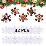32 PCS Sublimation Christmas Ornaments Blanks MDF Bulk Double Sided Heat Transfer Sublimation Keychains Memorial Christmas Ornament Sublimation Blanks Products (Snowflake) AiDiYGECO