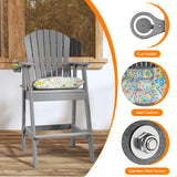 Sundale Outdoor 5 Pieces Adirondack Bar Set, Patio Counter Height Adirondack Chairs Set of 4 and Round Table, High Top HDPE Stools and Pub Table, Tall Bistro Dining Furniture Set for 4, Gray Sundale Outdoor