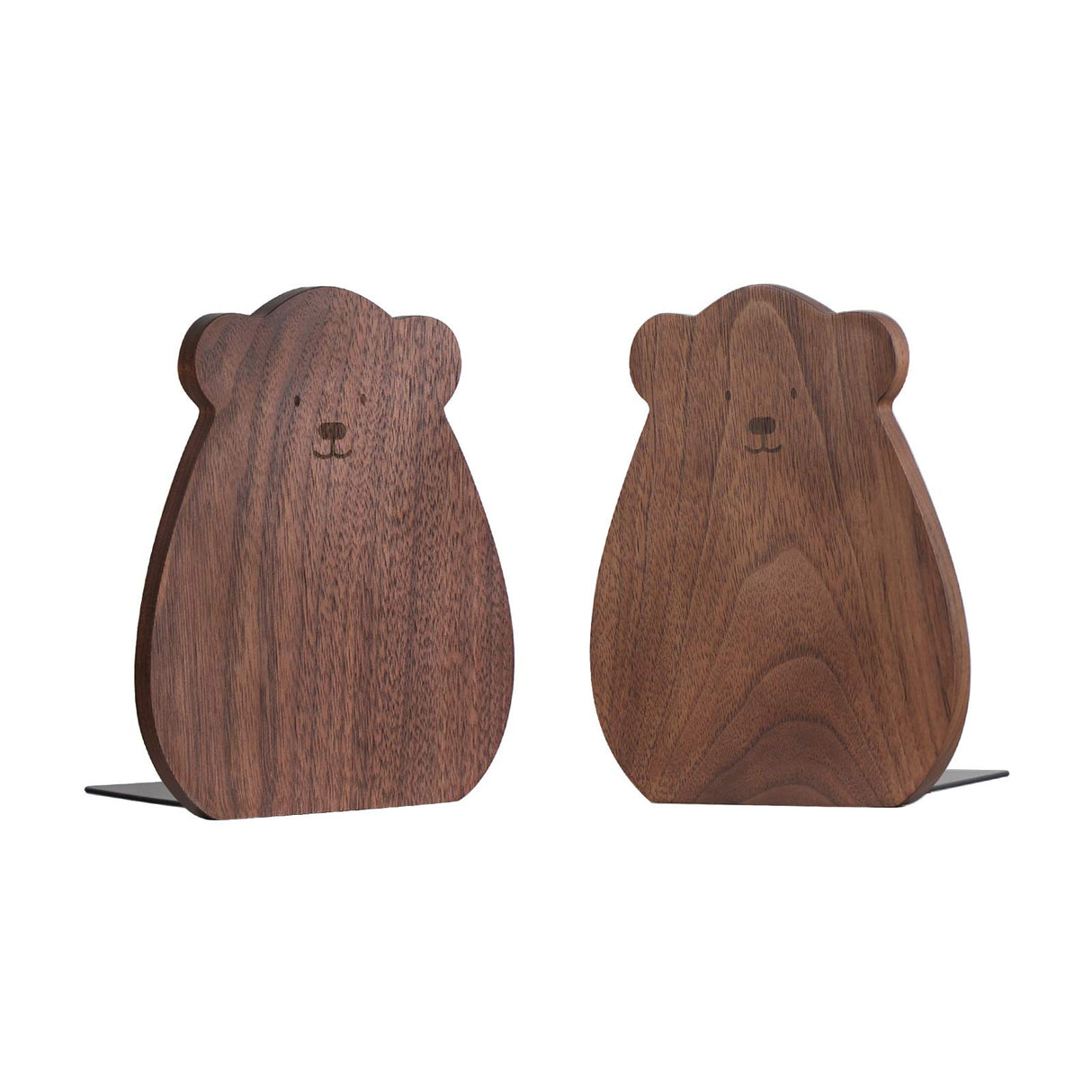 Muso Wood Bookends for Shelves, Decorative Book Ends for Children, Non-Skip Wooden Bookends for Office/Home/School (Walnut 1 Pair) muso wood