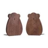 Muso Wood Bookends for Shelves, Decorative Book Ends for Children, Non-Skip Wooden Bookends for Office/Home/School (Walnut 1 Pair) muso wood