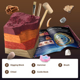 EDUMAN Paleontological Site Fossil Dig Kit for Kids, Dig Up 4 ERAS Ancient Creatures Kit, Archaeology Kits with Rocks and Minerals, Educational Stem Toy for Kids Age 6+, Birthday Gift for Boys Girls EDUMAN