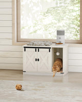 Hzuaneri Cat Litter Box Enclosure, Hidden Litter Box Cabinet Furniture with Bell, Indoor Cats House, Farmhouse Style, 31.5 x 19.7 x 20.9Inches, for Hallway, Bedroom, White CB82414B Hzuaneri