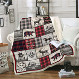 Belperan Wolf Bear and Deer Throw Blanket Rustic Cabin Decor Woodland Blanket Plaid Christmas Blanket Gifts for Women Southwestern Farmhouse Decor for Couch Bed Livingroom Belperan