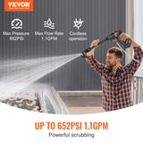 VEVOR Cordless Pressure Washer, 652-PSI 1.1 GPM Portable Power Cleaner, Handheld High-Pressure Car Washer Gun with 4.0Ah Battery, Charger, 6-in-1 Nozzle, for Home/Floor Cleaning & Watering VEVOR