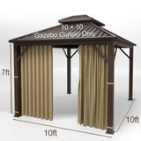 Gazebo Universal Replacement Privacy Curtain – Hugline 10' x 10' Gazebo Side Wall Outdoor Privacy Panel with Zipper (Khaki) Hugline