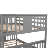 Ball & Cast Full Over Full Bunk Bed with Twin Size Trundle and Ladder,Wood Bunkbed w/Slat Support & Full-Length Guard Rail,Space Saving,Bedframe Furniture for Student Dorms,Studio,Gray Ball & Cast