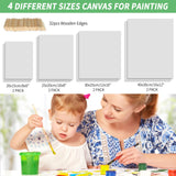 Stretched Canvas, 6x8, 8x10, 10x12, 12x16, 8 Set Artist Canvase Frame Board Panels, 100% Cotton Blank Canvase Oil Acrylic Watercolor Pouring Paint, Acid-Free for Kids & Artists Villanelle
