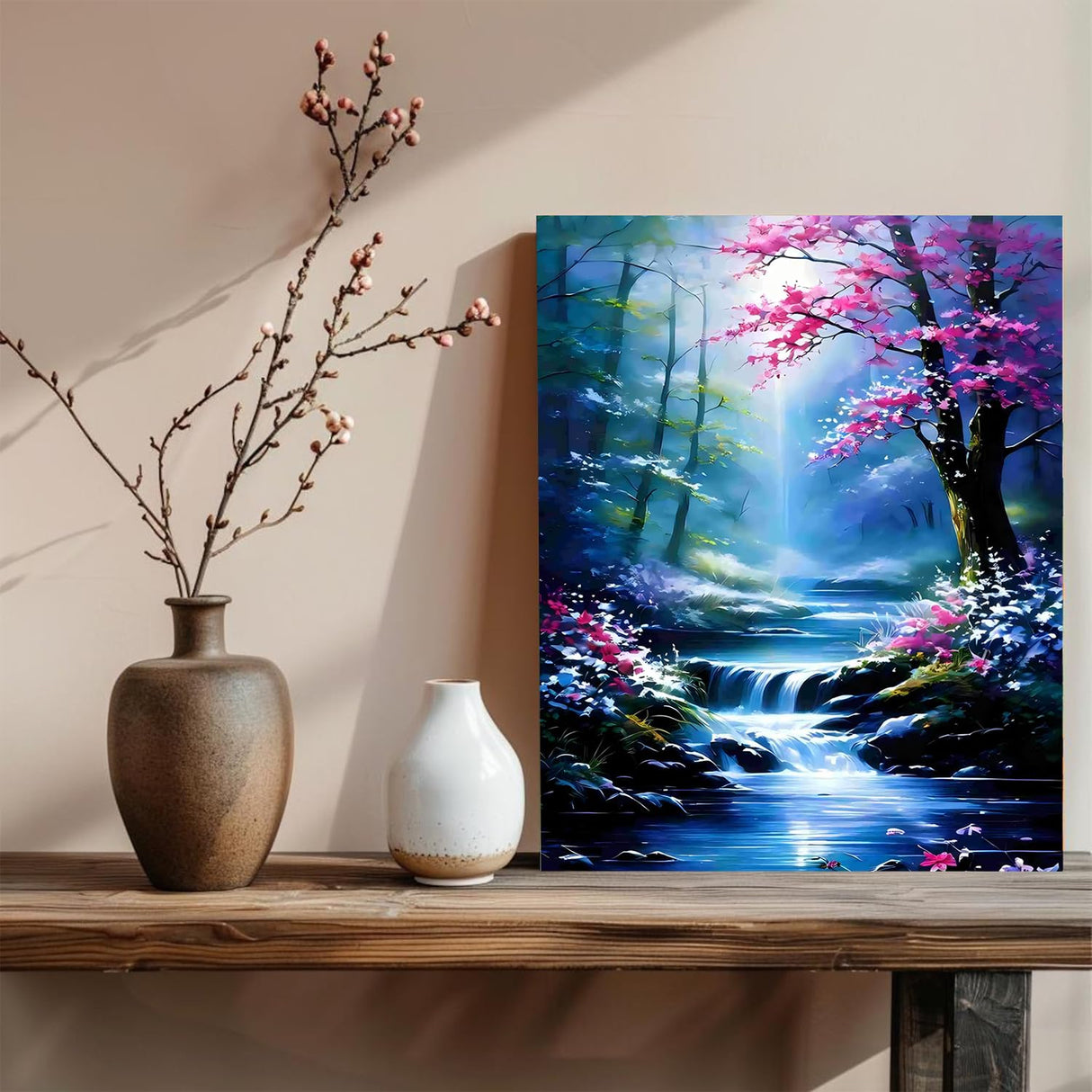 xcemhil Paint by Numbers Kit for Adults Landscape, Paint by Number Forest and Stream, Paint by Numbers Kit for Adults Beginner for Gift and Home Wall Decor 16x20 Inch xcemhil