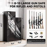 KAER 8-10 Gun Safe, Large Gun Safe for Rifles and Pistols, Quick Access Home Gun Rifle Safe and Storage Gun Locker Cabinet with 4 Pistol Pouches and Removable Shelf for Shotgun, Firearm, Ammo KAER