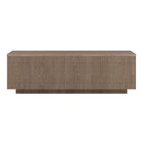 Henn&Hart 48" Fluted Rectangular Low-Profile Coffee Table for Living Room, Family Room, or Office, Antiqued Gray Oak Henn&Hart