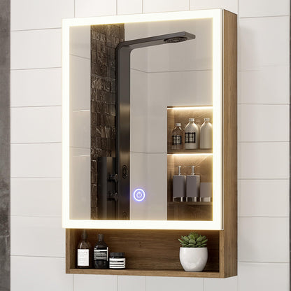 Furnaza Bathroom Medicine Cabinets Mirror Wall Mounted Cabinets with 3 Colors Led Lights and Adjustable Shelf for Storage in Small Space - WoodArtSupply