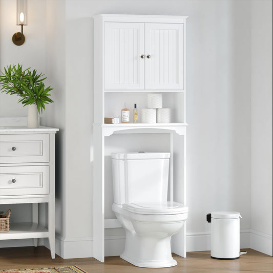 Spirich Over The Toilet Storage Cabinet, Bathroom Shelf Over Toilet, Bathroom Storage Cabinet Organizer, White