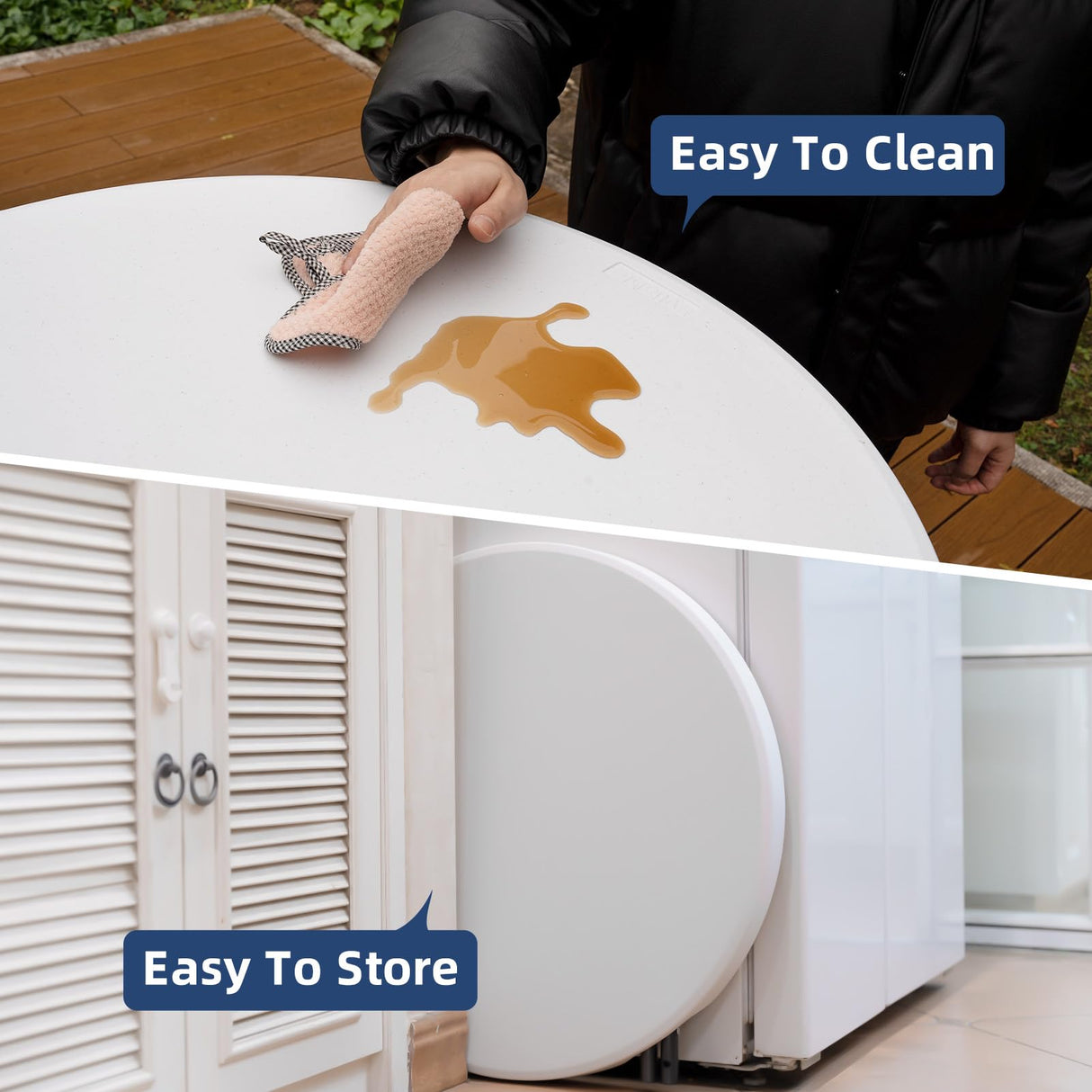 Byliable 28in Cocktail Table White High Top Folding, Round Portable Bar Height Folding Table with Removable Legs, Indoor Outdoor Banquet for Parties, Commercial, Speech, School Byliable