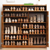 ADOREMHY Bamboo Shoe Storage Cabinet with Flip Door, 7 Tier Freestanding Shoes Heels Sneakers Shoe Rack Shelf for 36-40 Pairs, Entryway Shoe Cabinet with 2 Folding Doors for Hallway Living Room ADOREMHY