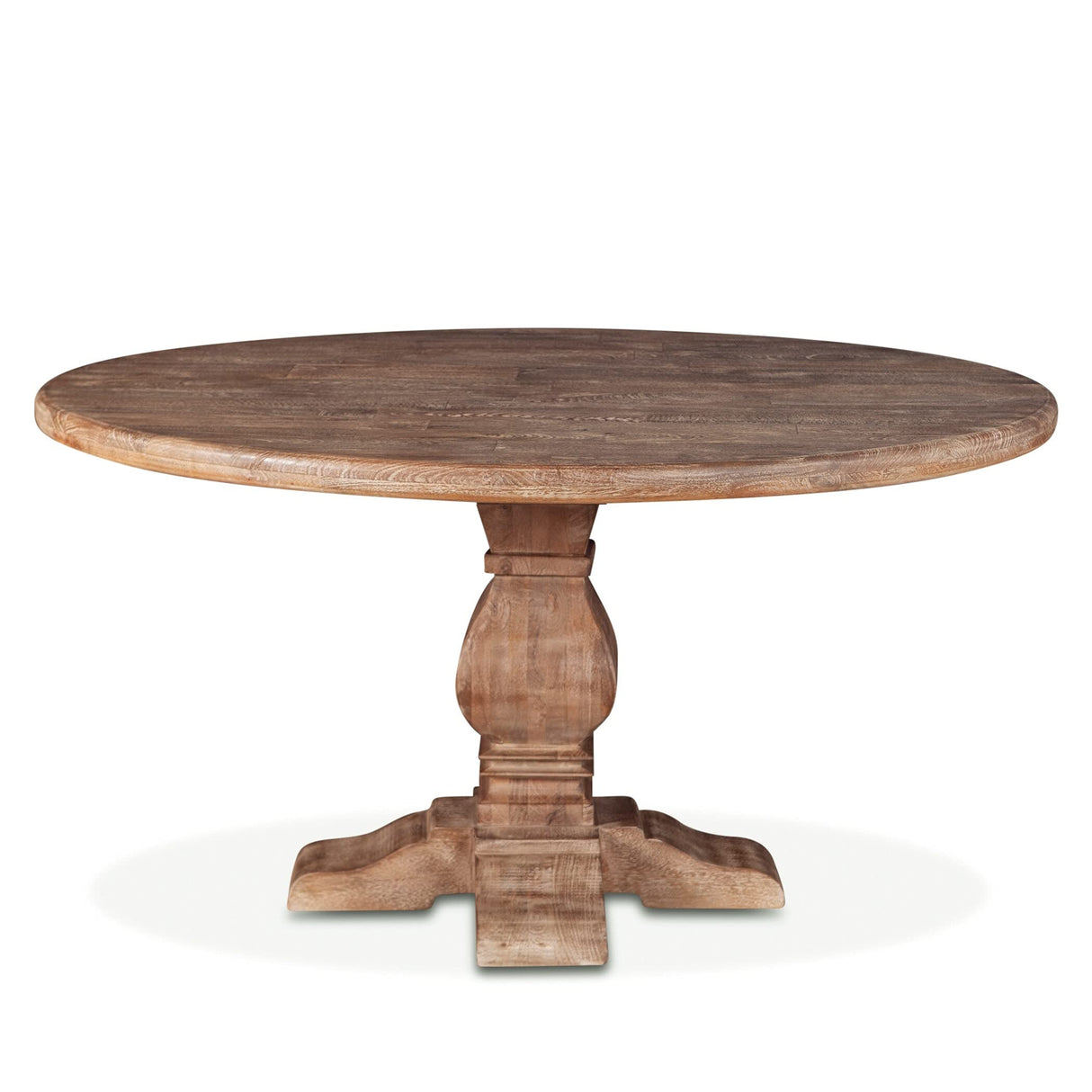 World Interiors Mango Wood Round Dining Table In Antique Oak World Interiors