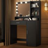 Palimder Vanity Desk with Mirror & Light, Large Drawer & Three Level Storage Dresser, 3 Lighting Modes Adjustable Brightness, Bedroom Dressing Table (Black) Palimder