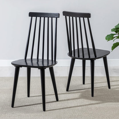 DUHOME Dining Chairs Set of 2 Wood Dining Room Chair Black Spindle Side Kitchen Room Country Farmhouse Chairs Black - WoodArtSupply