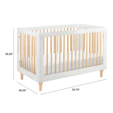 Babyletto Lolly 3-in-1 Convertible Crib with Toddler Bed Conversion Kit in White and Natural, Greenguard Gold Certified babyletto