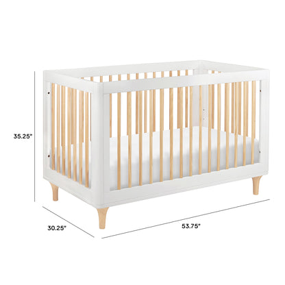 Babyletto Lolly 3-in-1 Convertible Crib with Toddler Bed Conversion Kit in White and Natural, Greenguard Gold Certified - WoodArtSupply