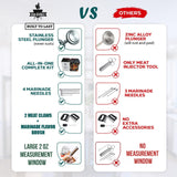 Professional Meat Injector Marinade Syringe Kit for Smoking & Grilling Turkey, Brisket, & BBQ - Large 2 Oz Visible Stainless Steel Capacity - Never Leaks or Clogs + Flavor Brush & 2 Shredding Claws Iron Grillers