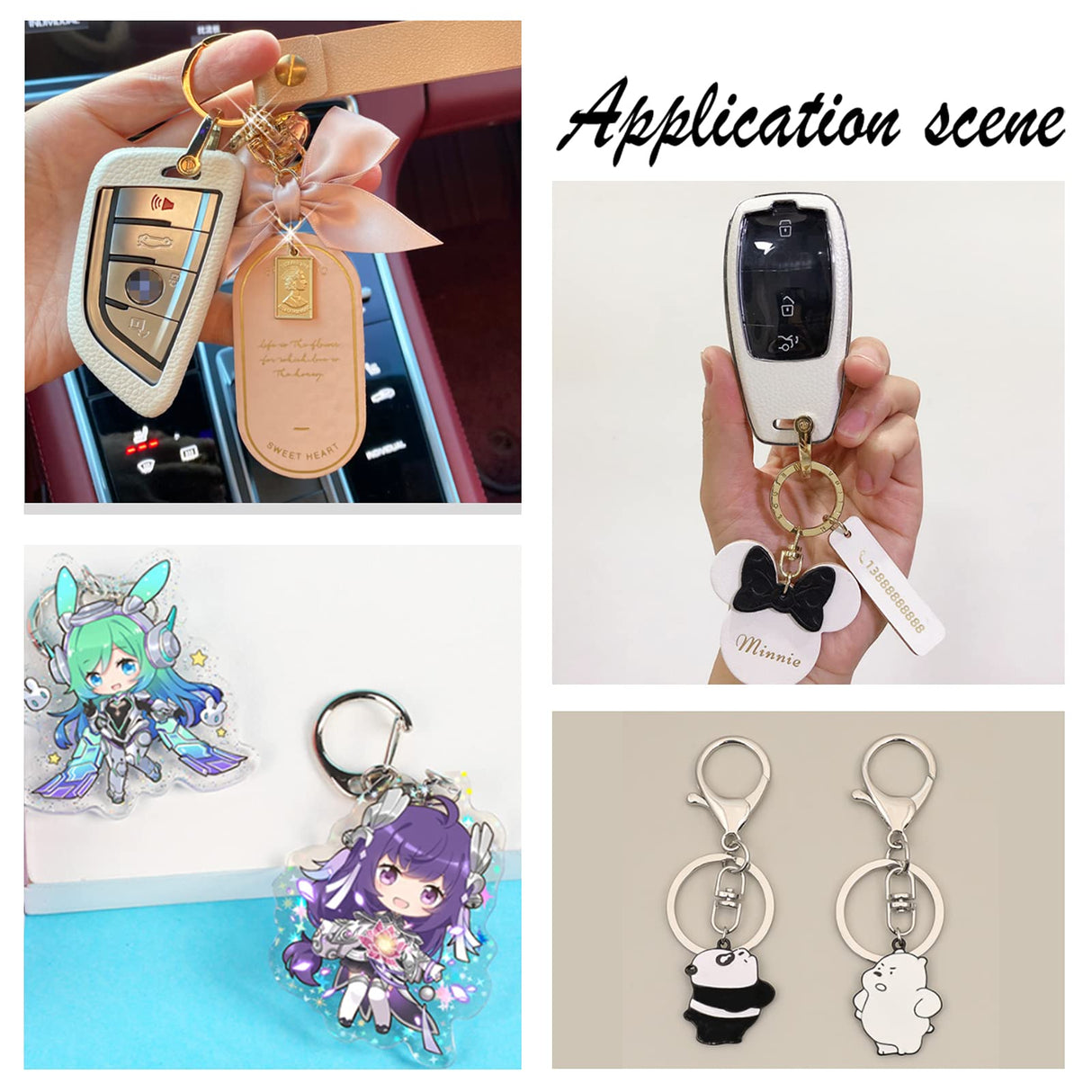 CHGCRAFT 20 Sets Puzzle Sublimation Blanks Keychains Double-Sided Keychain Blanks MDF Board Heat Transfer Keyring White for Heat Press, 2.76x1.97inch CHGCRAFT