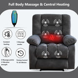 ANJHOME Massage Recliner Chairs with Heat and Vibration,Overstuffed Manual Rocking Reclining Chair for Living Room Bedroom (Grey) ANJ