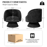 Nolohoo Swivel Barrel Chair Set of 2, Upholstered Swivel Cuddle Accent Chairs for Living Room, Comfy 360 Degree Modern Small Round Armchair for Bedroom, Office (Black, Linen) Nolohoo