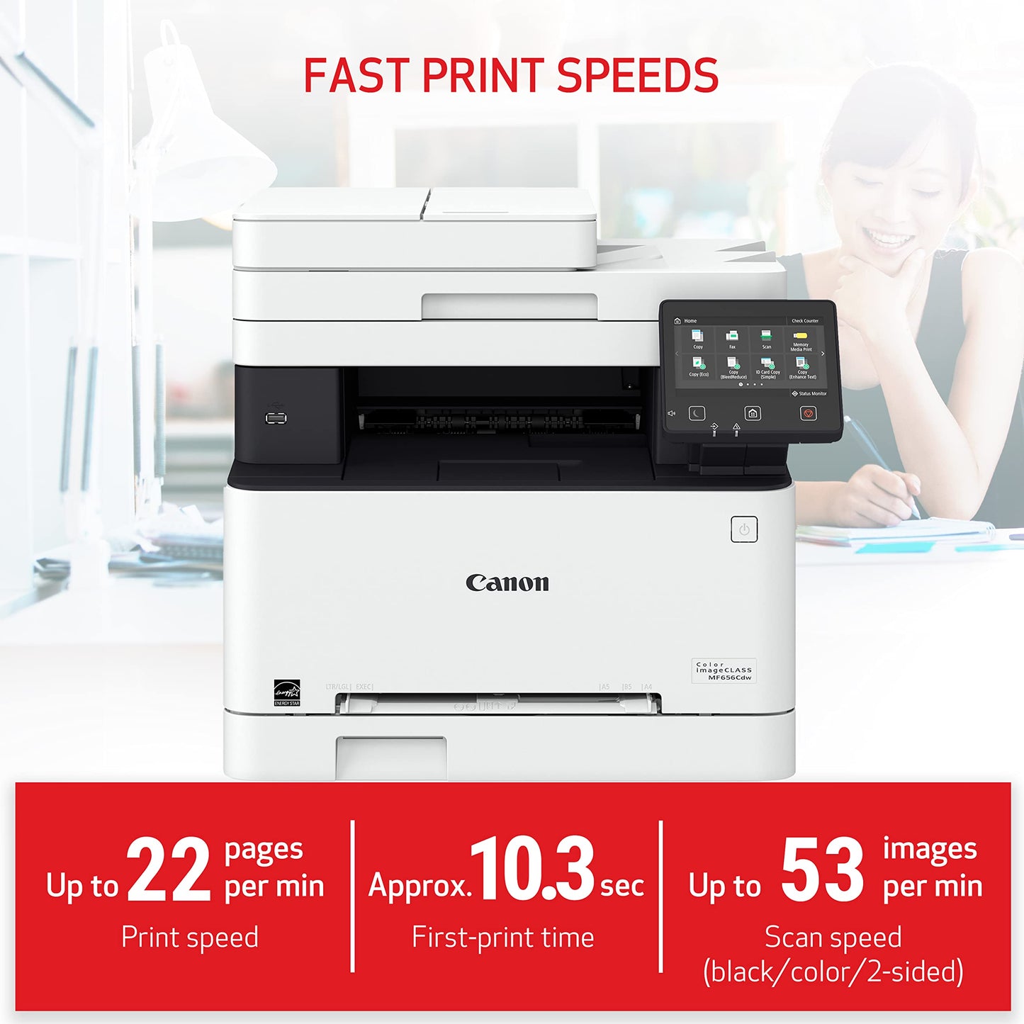 Canon Color imageCLASS MF656Cdw - All in One, Duplex, Wireless Laser Printer with 3 Year Limited Warranty, White