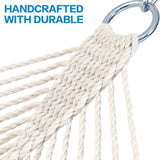 PNAEUT Double Hammocks for Outside, 13ft Traditional Rope Hammock for 2 Person with Hardwood Spreader Bar and Carrying Bag, 475 lbs Capacity (Beige) PNAEUT