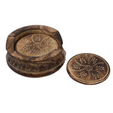 GoCraft Wooden Coasters Set of 6 | Handmade Drink Coasters with Lotus Shaped Holder in Rustic Wood Design Carving GoCraft