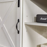 Walker Edison Corbin Modern Farmhouse Sliding X Barn Door TV Stand for TVs up to 80 Inches, 70 Inch, Reclaimed Barnwood and Brushed White Walker Edison