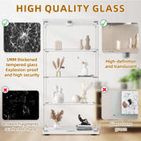 HAMBING Glass Display Cabinet 4 Shelves with Light and Lock, 2 Doors Trophy Curio Jewelry Cabinet Collection Display Showcase, for Bedroom, Office, HAMBING