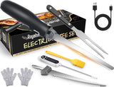 Cordless Rechargeable Electric Knife Easy Slice and Assemble with Storage Case, Wireless Serrated Edge Blades Slicer Set with Ergonomic Handle and Safety Lock for Turkey, Meat, Sourdough, Ribs, Fillet and Foam Royalsellpro