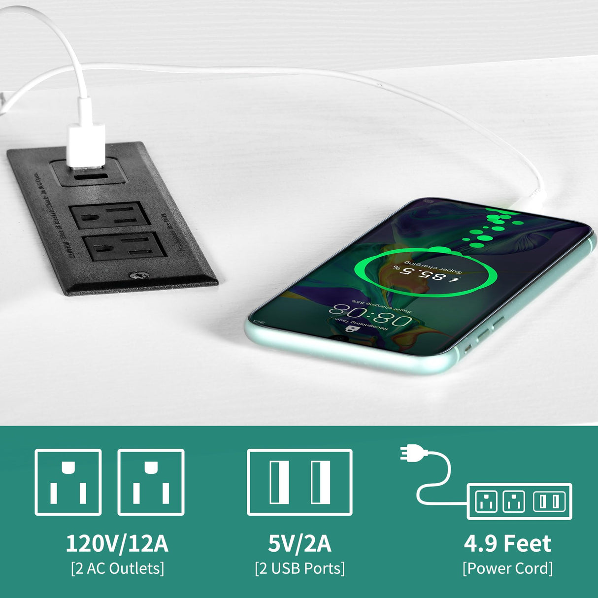 YITAHOME LED Farmhouse TV Stand for 65 Inch w/Outlets, Modern Entertainment Center with Glass Doors and Adjustable Storage Shelves, Media Console TV Cabinet for for Living Room, White/Black YITAHOME