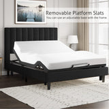 SHA CERLIN King Bed Frame/Velvet Upholstered Platform Bed Frame with Headboard/Strong Wood Slats Support/Mattress Foundation/No Box Spring Needed - Black SHA CERLIN
