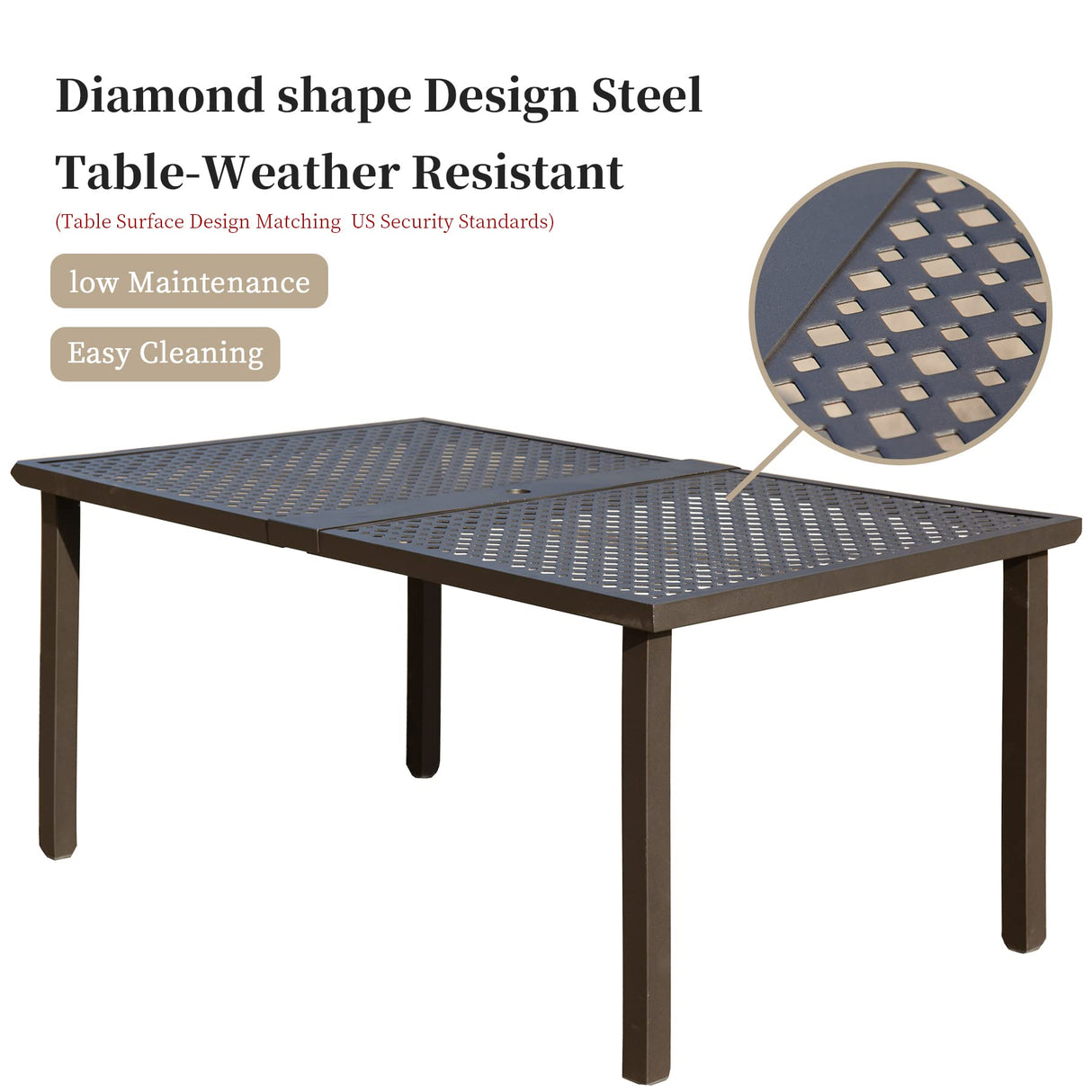 Domi 7 Pieces Patio Dining Sets All-Weather Metal Outdoor Modern Dining Sets with Table for Lawn Garden Backyard Deck with Cushions-Beige domi outdoor living