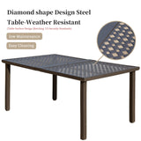 Domi 7 Pieces Patio Dining Sets All-Weather Metal Outdoor Modern Dining Sets with Table for Lawn Garden Backyard Deck with Cushions-Beige domi outdoor living