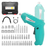 X-YEAH Small Electric Screwdriver, 3.7V Rechargeable Cordless Screwdriver with LED Light, Electric Screwdriver Kit Includes 45pcs Bit Set, USB Charging Cable, Carrying Case X-YEAH