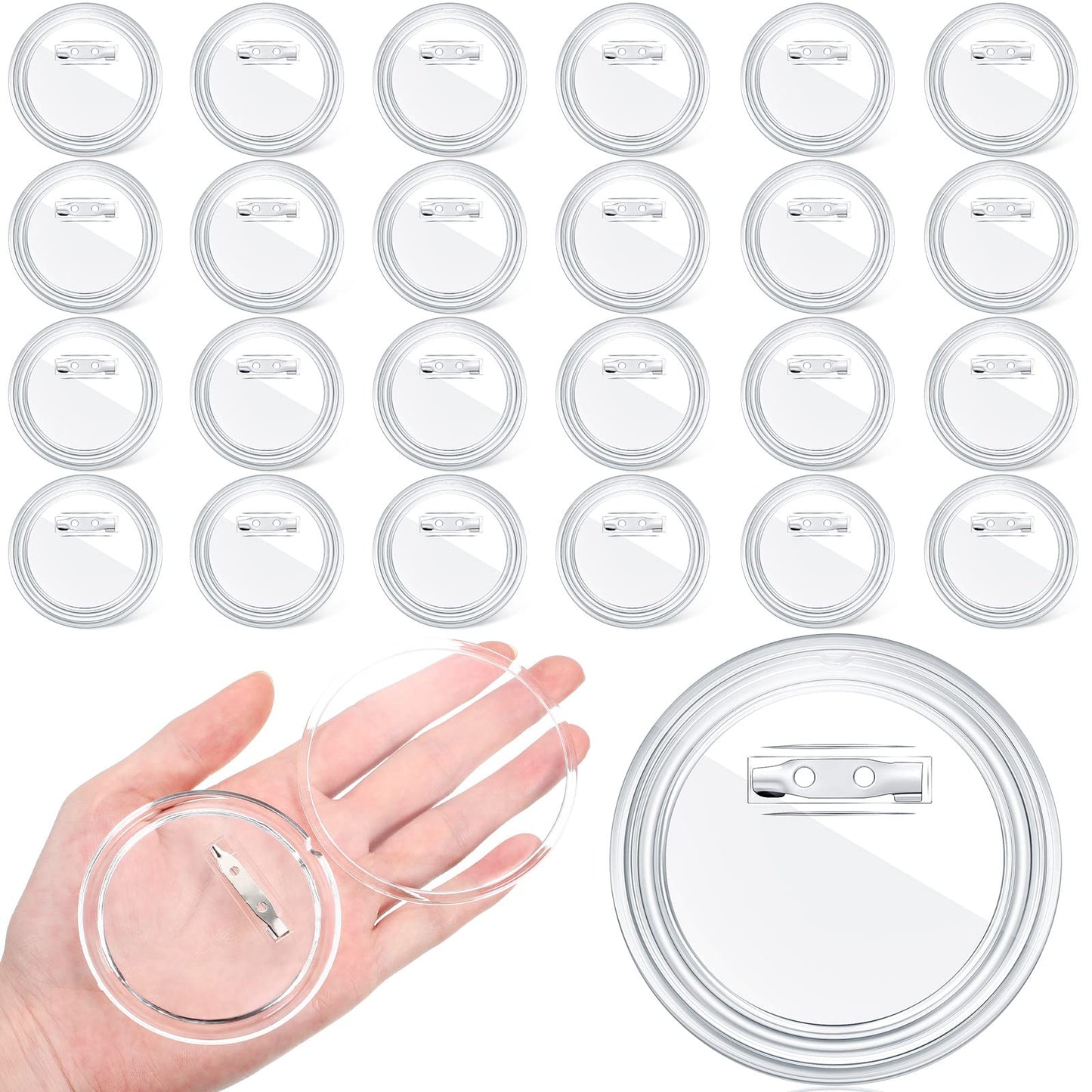 Yilloog 25 Pcs 3 Inch Clear Button Pins for Crafts DIY Photo Buttons Acrylic Button Pin Blank Button Pins Bulk for Picture Make Your Own Buttons Badge Maker DIY Crafts Supplies