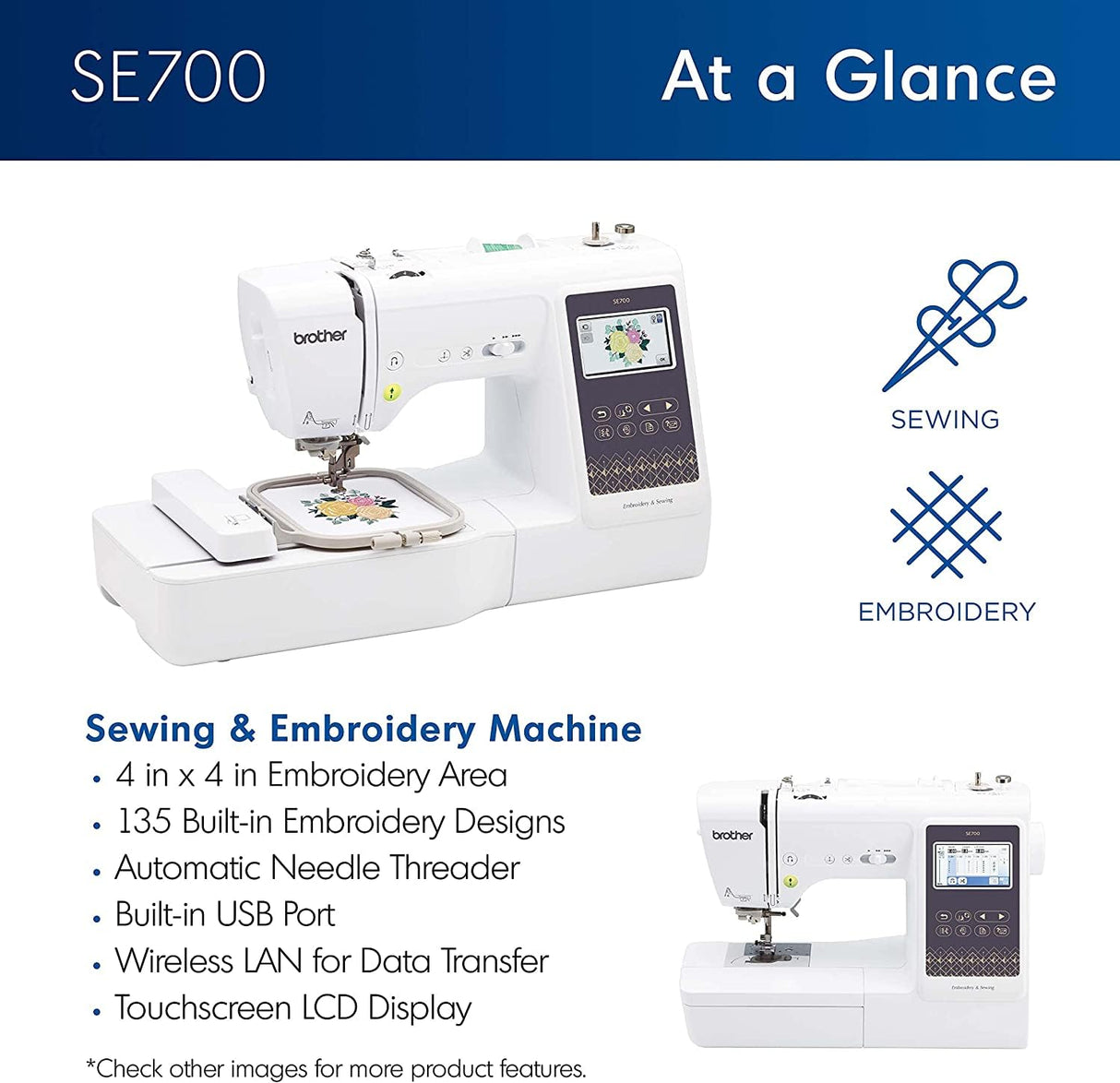 Brother SE700 Embroidery & Sewing Machine with Starter Bundle Brother
