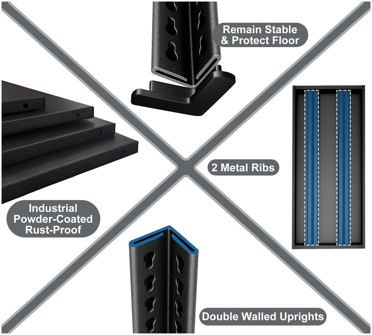Rufokisa 40" W Garage Shelving Heavy Duty, 1500LBS Loads Adjustable Garage Storage Shelves,3-Tier Metal Storage Racks and Shelving Units, Utility Rack Shelves,40" W x 18" D x 36" H,Yellow Rufokisa
