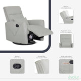Evolur Sylas Nursery Glider Chair in Luxe Grey - Manual Recliner with 360° Swivel, Lumbar Support, Tufted Back & Side Pockets - Modern Rocking Chair for Baby Room, Nursery & Living Room Evolur