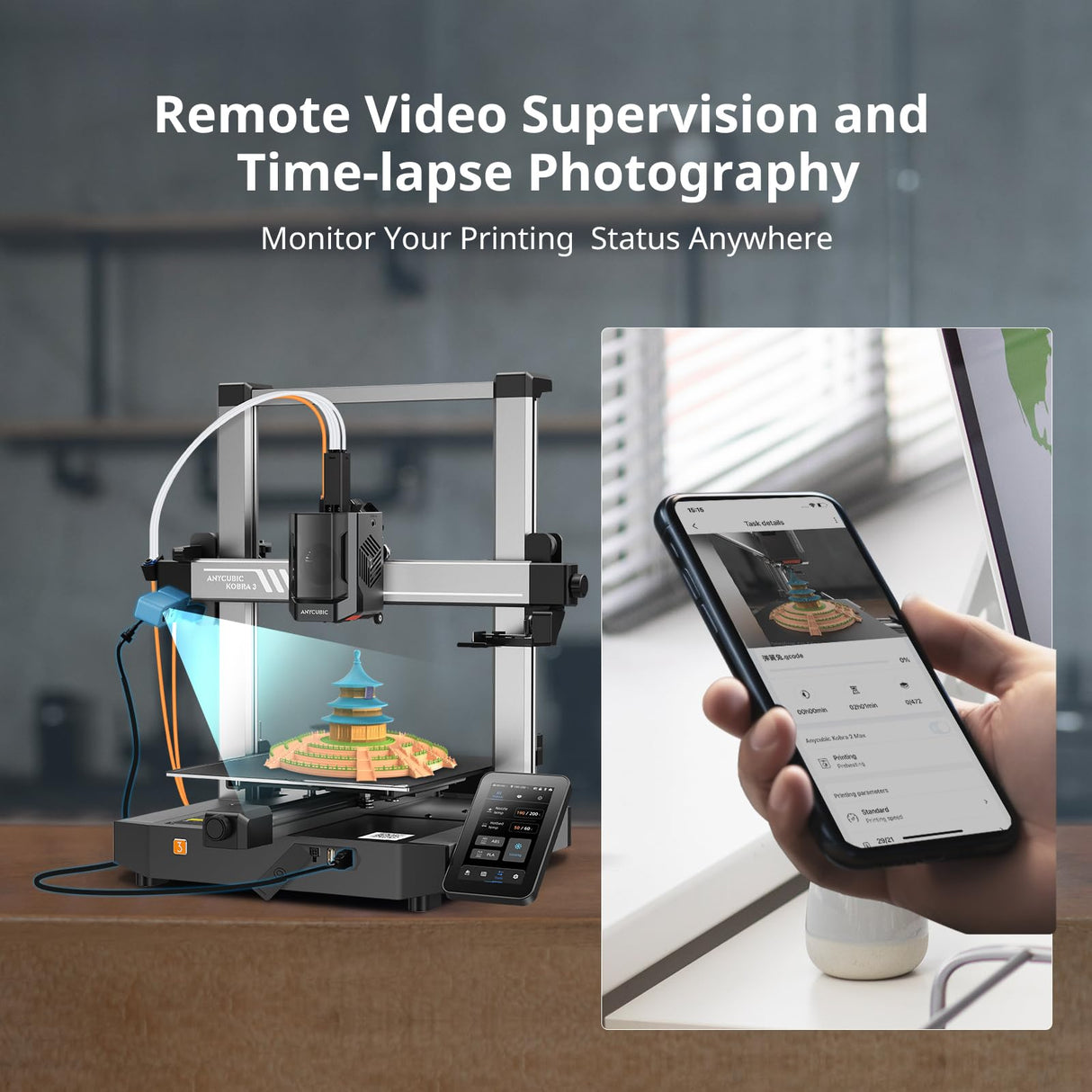 Anycubic Kobra 3 3D Printer Camera, Real-Time and Remote Monitoring, Ultra Clear Resolution, Easy to Assemble and DIY Frame, Compatible with Kobra 3/ Kobra 2 Pro/Plus/Max/Klipper Printer/Computer ANYCUBIC