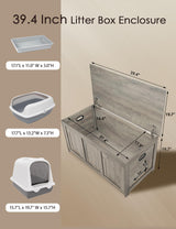 DINZI LVJ Cat Litter Box Enclosure, Flip Top Litter Box Furniture, Farmhouse Hidden Cat Washroom, Wooden Pet House, End Side Table, 39.4" L x 19.7" W x 19.7" H, Sturdy and Easy to Assemble, Gray Wash DINZI LVJ