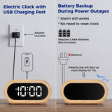 uscce Small Digital Clock for Bedroom: 6 Dimmable Brightness 4 Alarm Volume - Plug in Clock with Easy Operation for Bedside Desk Wood Grain uscce
